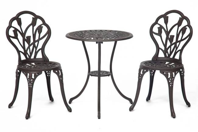 Комплект Secret De Maison Waltz of flowers (стол +2 стула) алюминиевый сплав, D60/H67, 47Х41Х86см, бронза/bronze бронза/bronze алюминиевый сплав