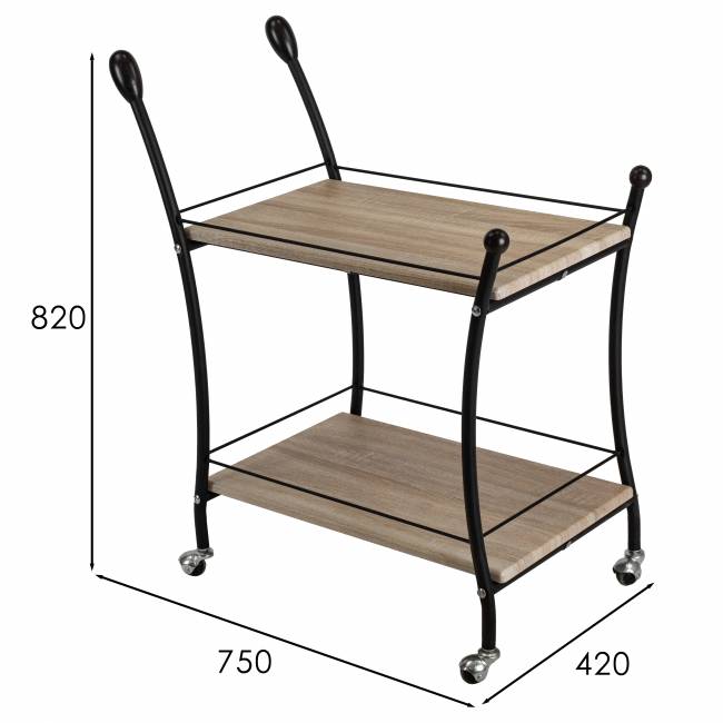 Стол сервировочный Марко дуб сонома/эбеновое дерево/черный Стол сервировочный Марко дуб сонома/эбеновое дерево/черный