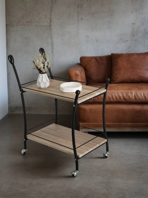 Стол сервировочный Марко дуб сонома/эбеновое дерево/черный Стол сервировочный Марко дуб сонома/эбеновое дерево/черный