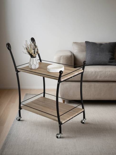 Стол сервировочный Марко дуб сонома/эбеновое дерево/черный Стол сервировочный Марко дуб сонома/эбеновое дерево/черный