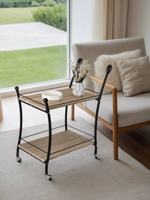 Стол сервировочный Марко дуб сонома/эбеновое дерево/черный Стол сервировочный Марко дуб сонома/эбеновое дерево/черный