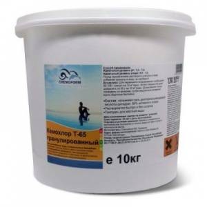 КЕМОХЛОР Т-65, 10кг ведро, гранулы для текущей и ударной дезинфекции воды