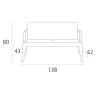 Диван пластиковый двухместный Box Sofa серебристый 1380x620x800 мм