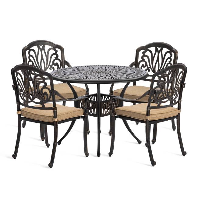 Комплект Secret De Maison Quartet/Квартет (стол +4 стула) алюминиевый сплав, бронза/bronze бронза/bronze алюминиевый сплав