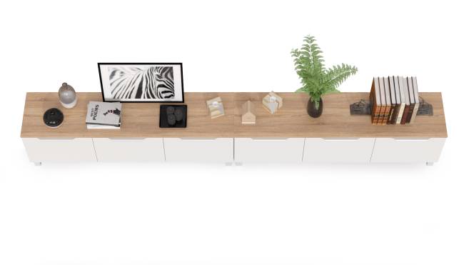 Две тумбы под ТВ 13.267.01 + 13.267.01 цвет белый шагрень/дуб сонома