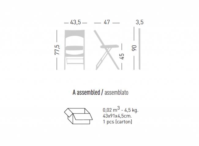 Стул пластиковый складной Compact темно-синий 435х470х775 мм