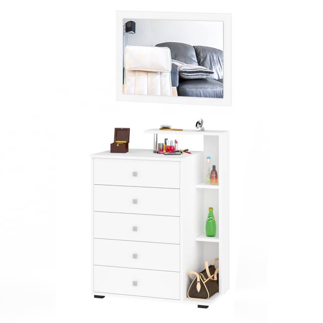 Комод с зеркалом Камелия цвет белый