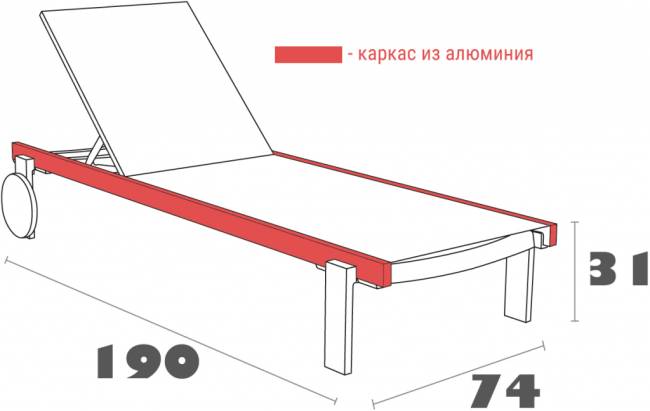 Шезлонг-лежак металлический Casablanca бежевый 1900х740х310 мм