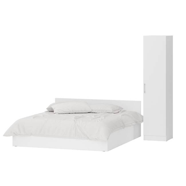 Двуспальная Кровать белая с ящиками 1800 с пеналом Стандарт цвет белый Двуспальная Кровать белая с ящиками 1800 с пеналом Стандарт цвет белый