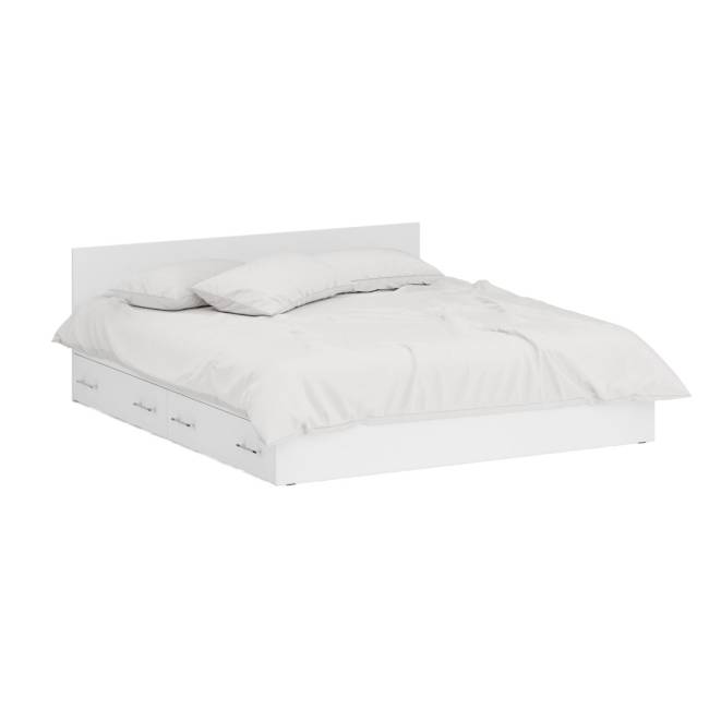 Двуспальная Кровать белая с ящиками 1800 с пеналом Стандарт цвет белый Двуспальная Кровать белая с ящиками 1800 с пеналом Стандарт цвет белый