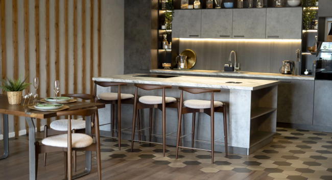 Стул Noble полубарный, массив бука - серый - бук светлый Стул Noble полубарный, массив бука - серый - бук светлый