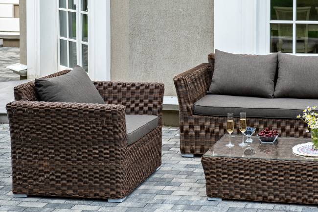 "Капучино" лаунж-зона из искусственного ротанга, цвет коричневый