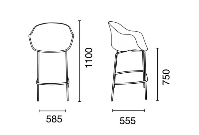 Кресло барное пластиковое Globe-K Bar черный 610х580х1120 мм