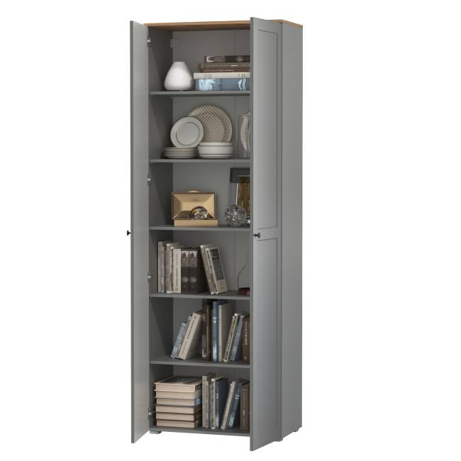 Шкаф двухдверный с полками Остин 16.307 цвет серый графит/дуб крафт золотой