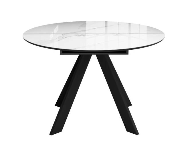 Стол DikLine SFC100 d1000 стекло Оптивайт Белый мрамор/подстолье черное Стол DikLine SFC100 d1000 стекло Оптивайт Белый мрамор/подстолье черное
