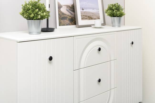 Комод Валенсия 13.309 с тумбой прикроватной цвет белый шагрень Комод Валенсия 13.309 с тумбой прикроватной цвет белый шагрень