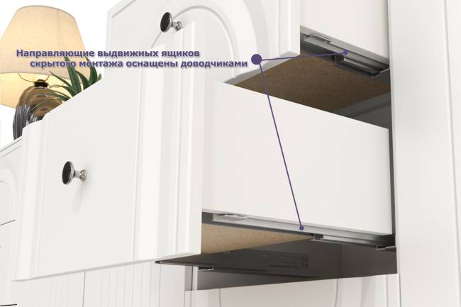 Комод Валенсия 13.309 с тумбой прикроватной цвет белый шагрень Комод Валенсия 13.309 с тумбой прикроватной цвет белый шагрень