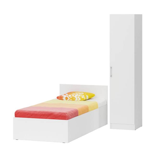 Кровать белая односпальная 900 с пеналом Стандарт цвет белый