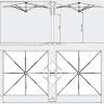 Зонт профессиональный двухкупольный 2.9х6.3 м Galaxia Dual T Timber имитация ироко, слоновая кость 2900х6300 мм