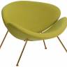 Кресло дизайнерское DOBRIN EMILY, светло-зеленая ткань AF3, золотое основание