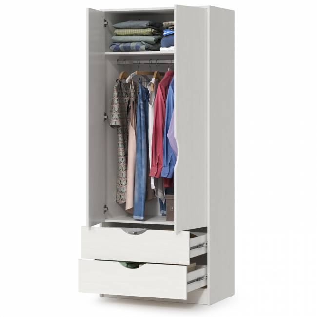 Шкаф для одежды Уна 13.327 цвет белый шкаф с двумя выдвижными ящиками Шкаф для одежды Уна 13.327 цвет белый шкаф с двумя выдвижными ящиками