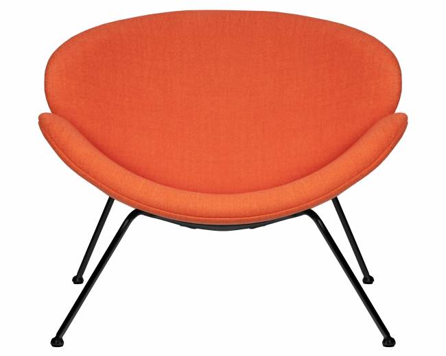 Кресло дизайнерское DOBRIN EMILY, оранжевая ткань AF, черное основания