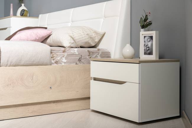 Тумба прикроватная Муссон 16.03 цвет белый/дуб эндгрейн элегантный