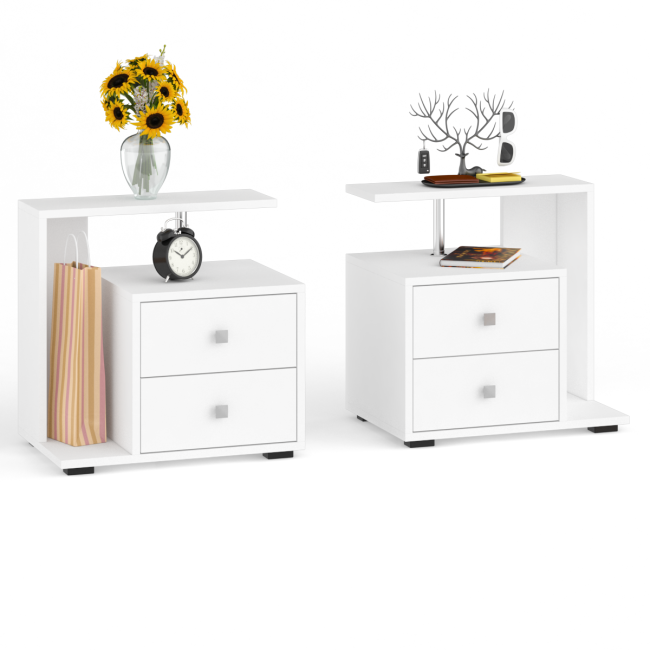 Кровать с ящиками 1400 Камелия + две тумбы цвет белый