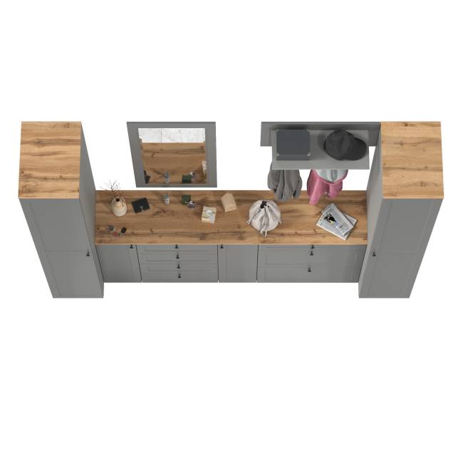 Стенка в прихожую Остин № 58 цвет серый графит/дуб крафт золотой Стенка в прихожую Остин № 58 цвет серый графит/дуб крафт золотой