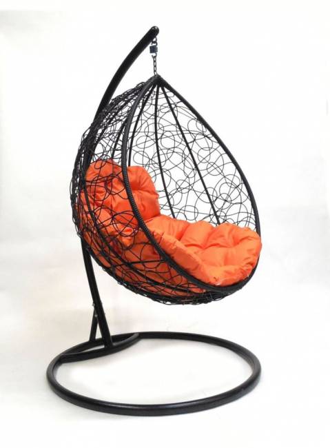 Подвесное кресло кокон «капля ротанг» чёрный