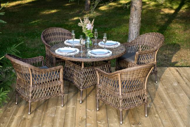 "Дольче" обеденная группа из искусственного ротанга, цвет коричневый