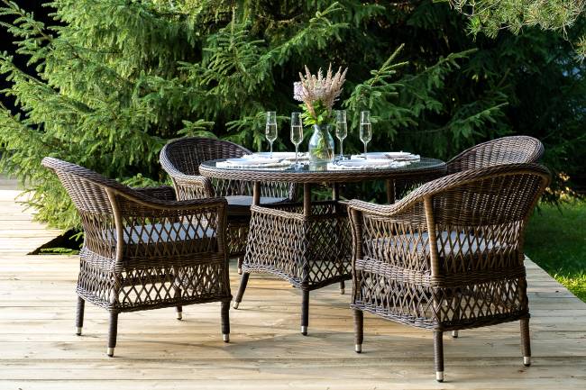 "Дольче" обеденная группа из искусственного ротанга, цвет коричневый