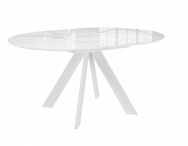 Стол DikLine SFC100 d1000 стекло Оптивайт Белый мрамор/подстолье белое Стол DikLine SFC100 d1000 стекло Оптивайт Белый мрамор/подстолье белое