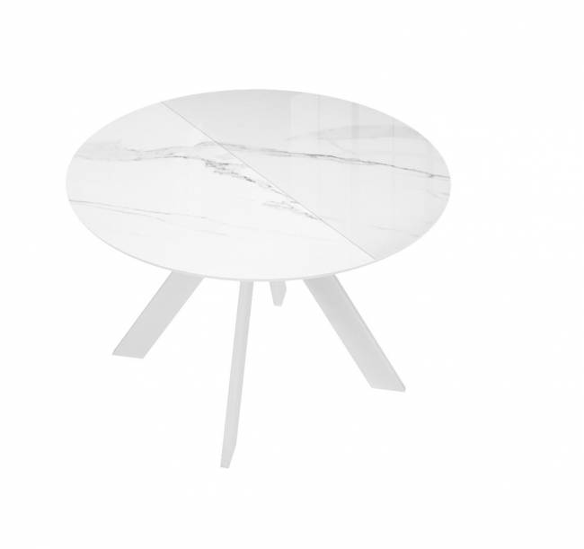 Стол DikLine SFC100 d1000 стекло Оптивайт Белый мрамор/подстолье белое Стол DikLine SFC100 d1000 стекло Оптивайт Белый мрамор/подстолье белое