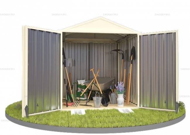 Хозблок SKOGGY секционный с двускатной крышей 2 х 2 м, слоновая кость Хозблок SKOGGY секционный с двускатной крышей 2 х 2 м, слоновая кость