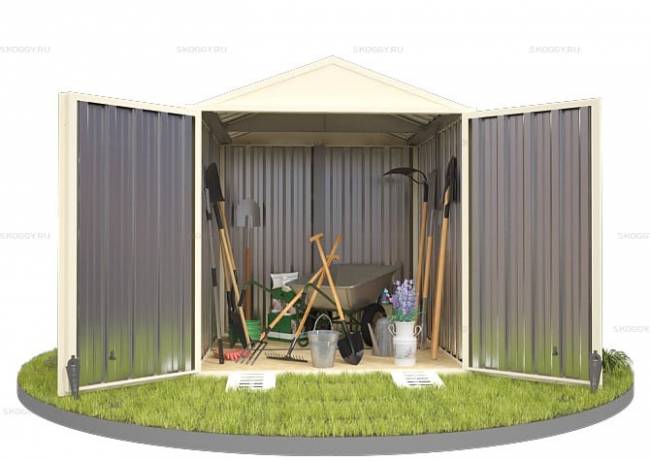 Хозблок SKOGGY секционный с двускатной крышей 2 х 2 м, слоновая кость Хозблок SKOGGY секционный с двускатной крышей 2 х 2 м, слоновая кость