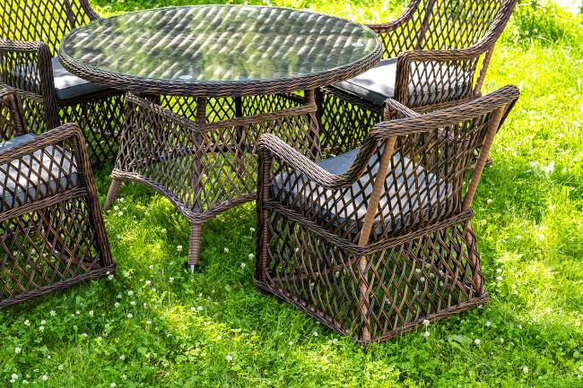 "Доппио" обеденная группа плетеная, цвет коричневый "Доппио" обеденная группа плетеная, цвет коричневый