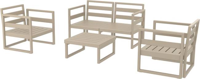 Комплект пластиковой мебели Mykonos бежевый, бежевый