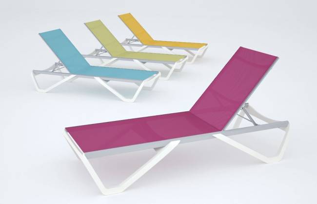 Шезлонг-лежак металлический Wave тортора 1910х715х300 мм