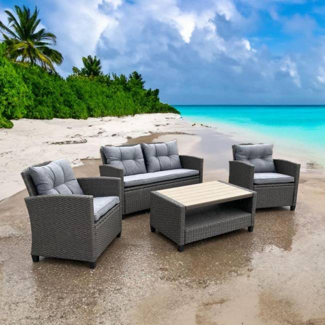 Плетеный комплект мебели с диваном AFM-804G Dark Grey-Grey Плетеный комплект мебели с диваном AFM-804G Dark Grey-Grey