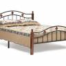 Кровать AT-126 дерево гевея/металл, 160*200 см (Queen bed), красный дуб/черный дуб темный