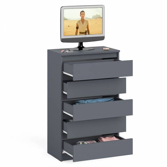 Узкий комод пять ящиков Мори МК700.5 цвет графит