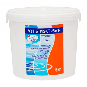 МУЛЬТИЭКТ "5 в 1", 5кг ведро, таблетки 200г, комплексное средство для обеззараживания и очистки воды