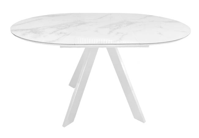 Стол DikLine SFC110 d1100 стекло Оптивайт Белый мрамор/подстолье белое/опоры белые Стол DikLine SFC110 d1100 стекло Оптивайт Белый мрамор/подстолье белое/опоры белые