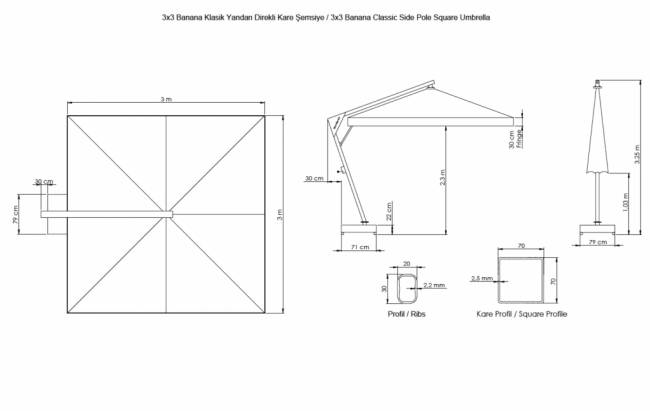 Зонт профессиональный 3х3 м Banana бежевый 3000х3000 мм Зонт профессиональный 3х3 м Banana бежевый 3000х3000 мм