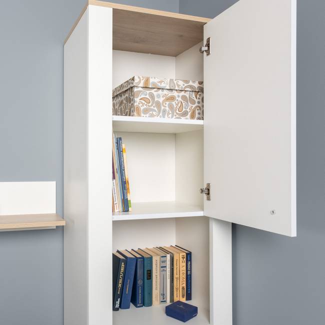 Шкаф торцевой Джастин 16.306 цвет белый шагрень/дуб белый эксклюзив